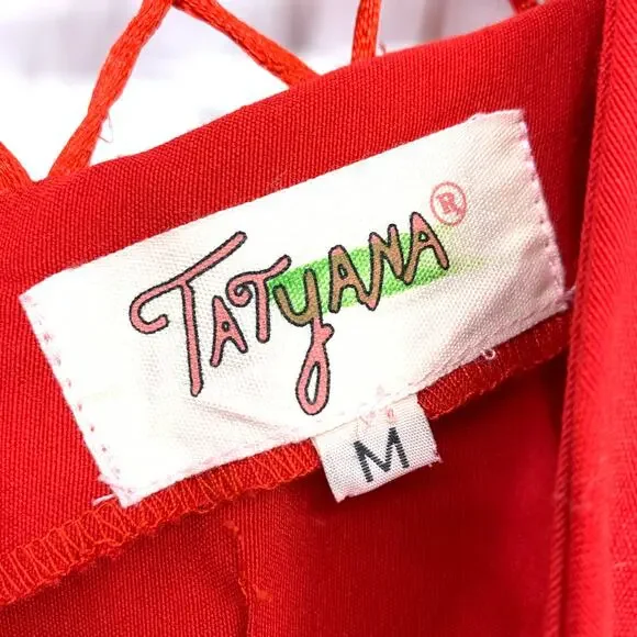 Tatyana Women's Size M Knee Length Wiggle Dress Stretch Short Sleeve Red - Picture 6 of 7